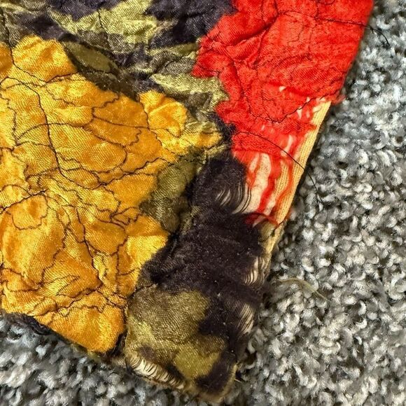 Vintage 1960s Quilted Floral Butterfly Jacket Red Yellow Blazer Medium - Picture 4 of 8